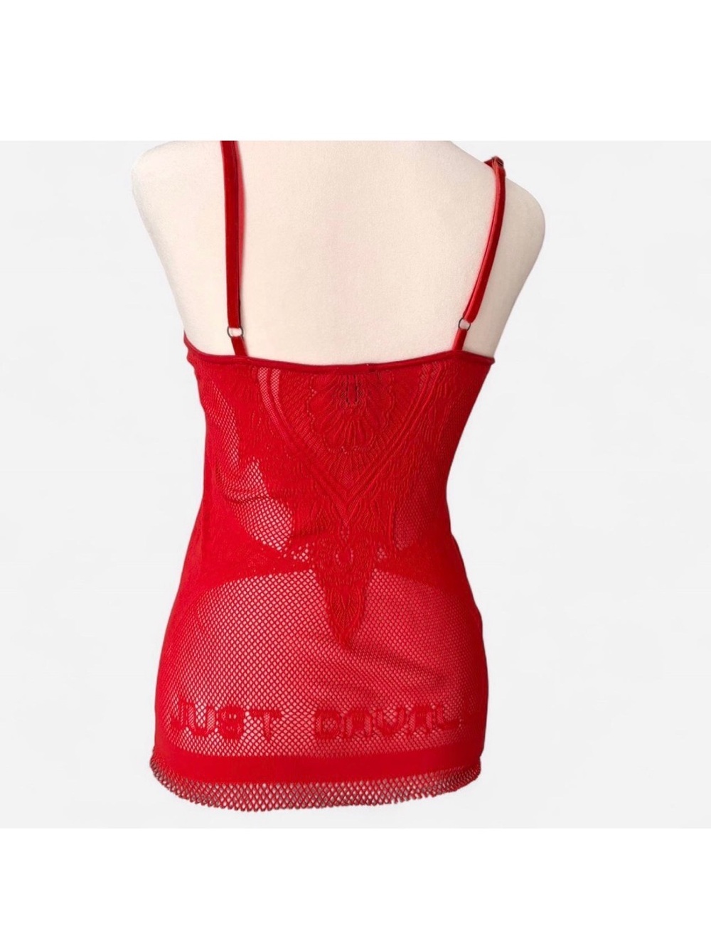 Roberto Cavalli JUST CAVALLI Red Mesh Camisole
